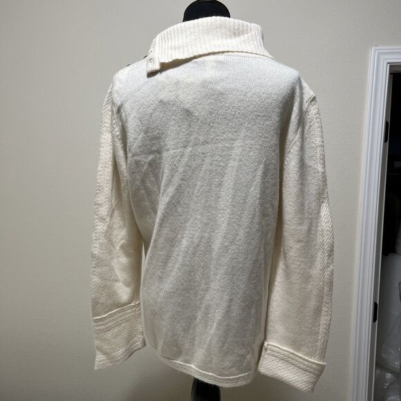 NWT Charter Club MOP Button Detail White WOOL ANGORA Blend Sweater Turtleneck XL - Picture 7 of 15